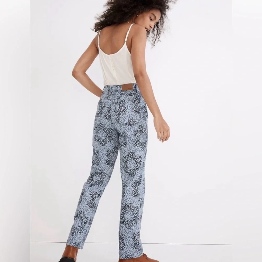👖 Madewell Baggy Straight Jeans‎ Quilted Floral Indigo Women’s Size 29